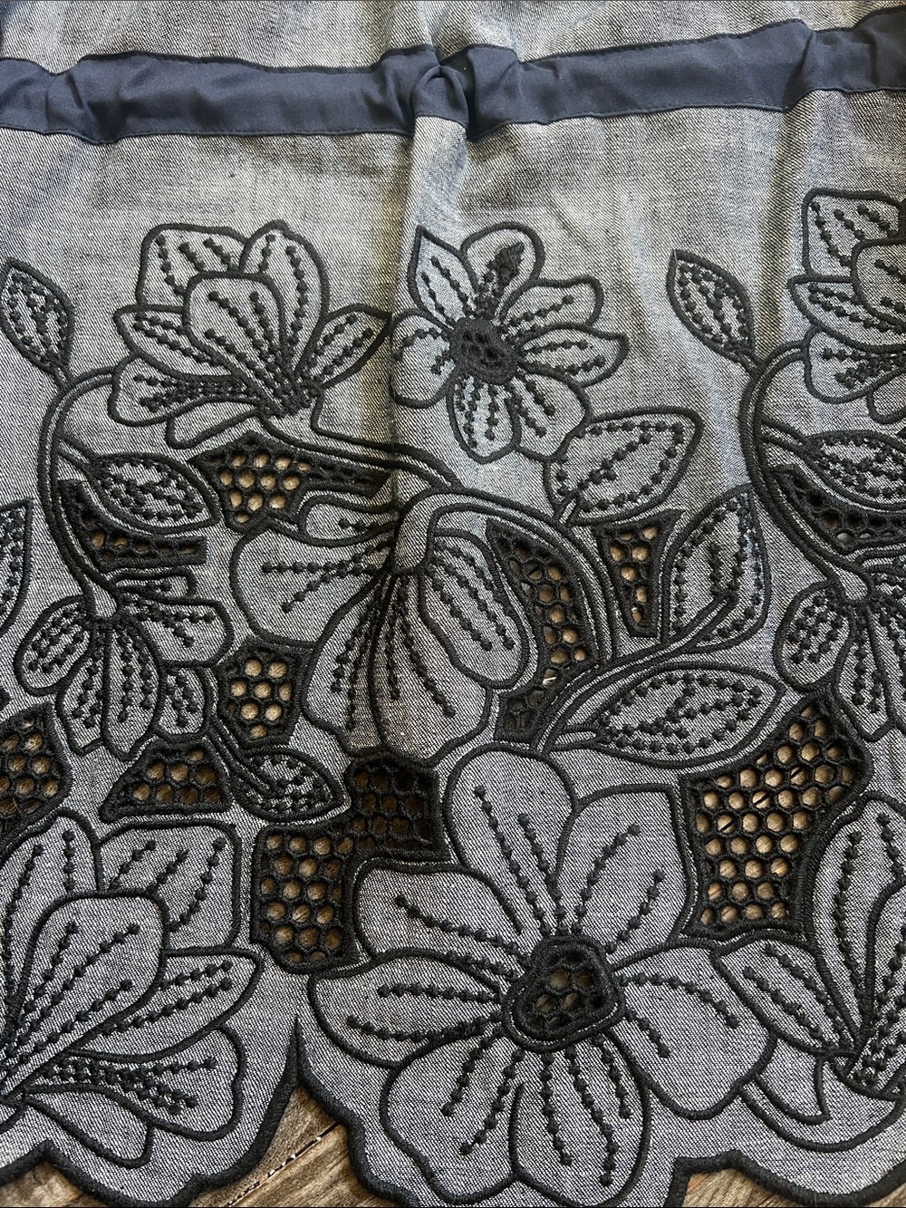 Veronica Beard Black Floral Embroidered Button-Up Jean Jacket - Picture 9 of 14